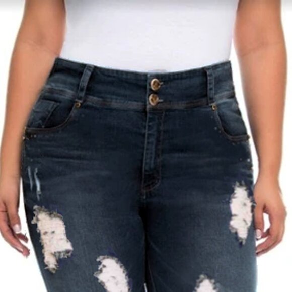 Booty enhancing Colombian jeans Curvy Size 18-19 Butt Lift 90s destroyed jeans - Picture 8 of 9
